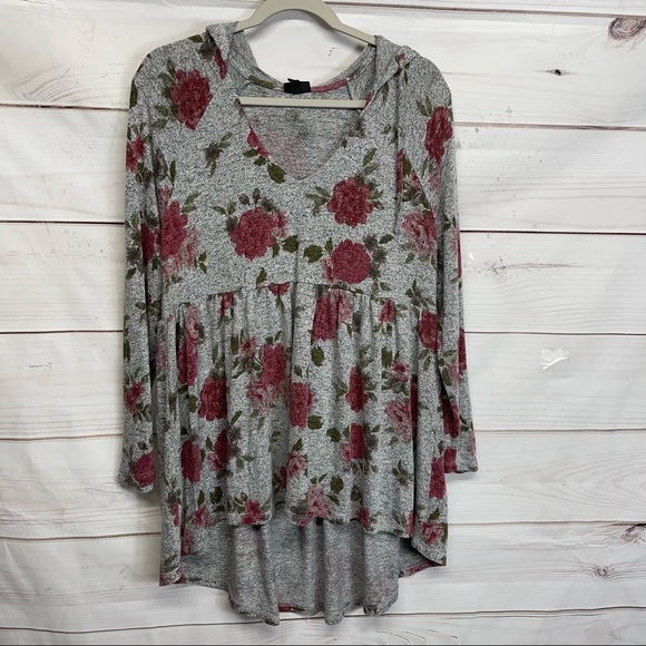 Torrid Super Soft Plush Floral Babydoll Hoodie - Picture 2 of 6